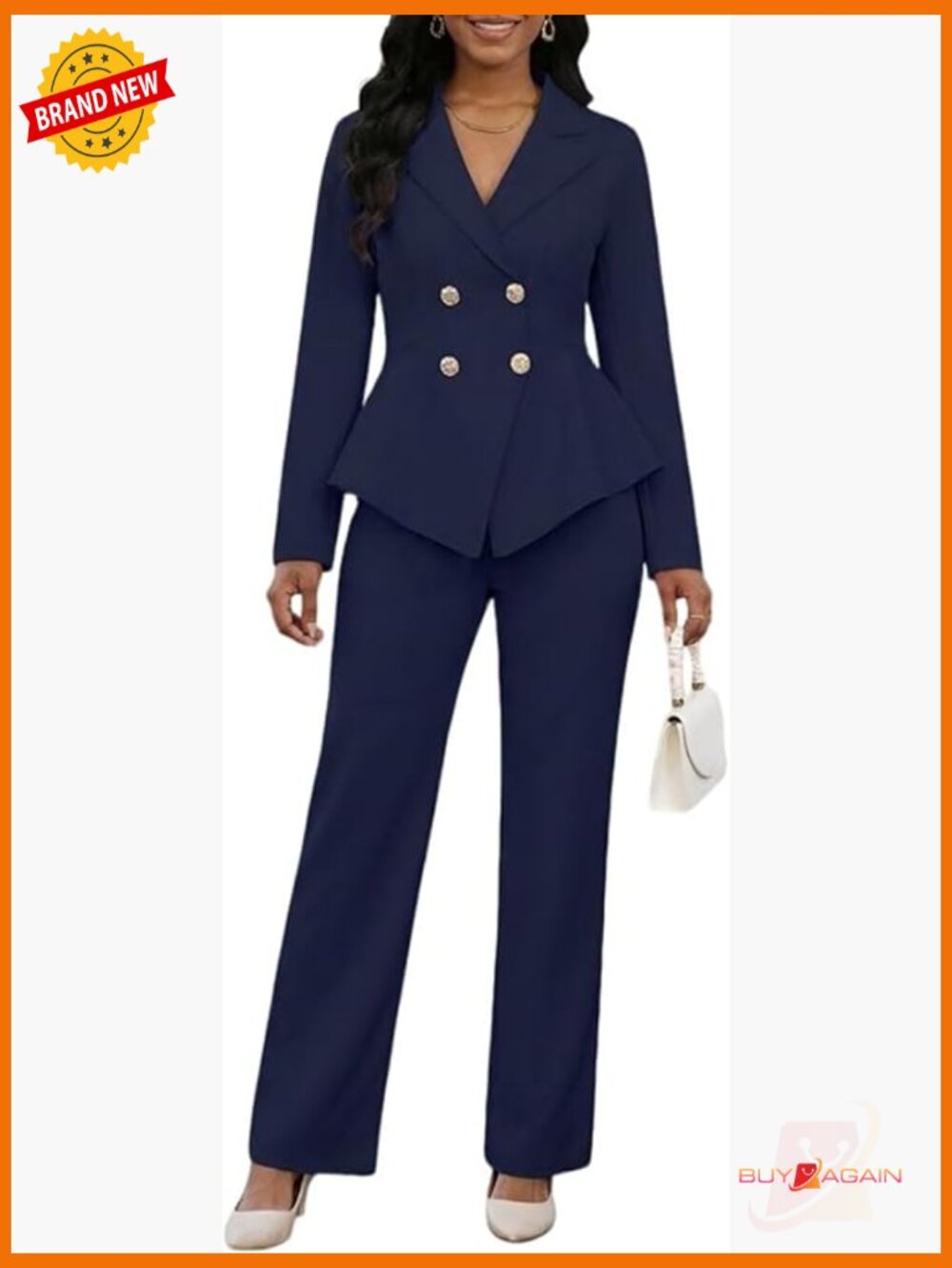 Dressy 2 Piece Pantsuit Blazer & Wide Leg Pants Office Work Business Outfits
